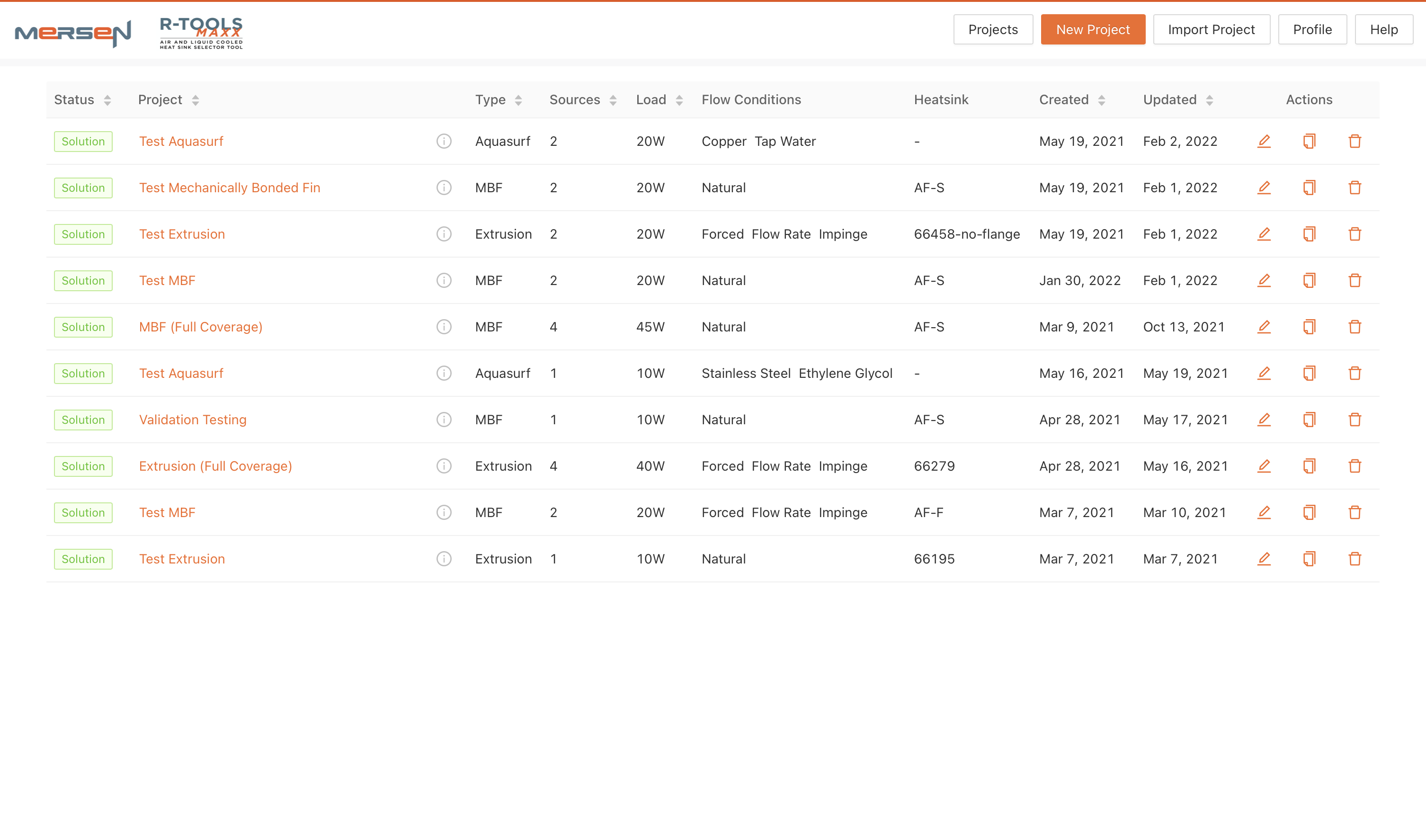 Projects List