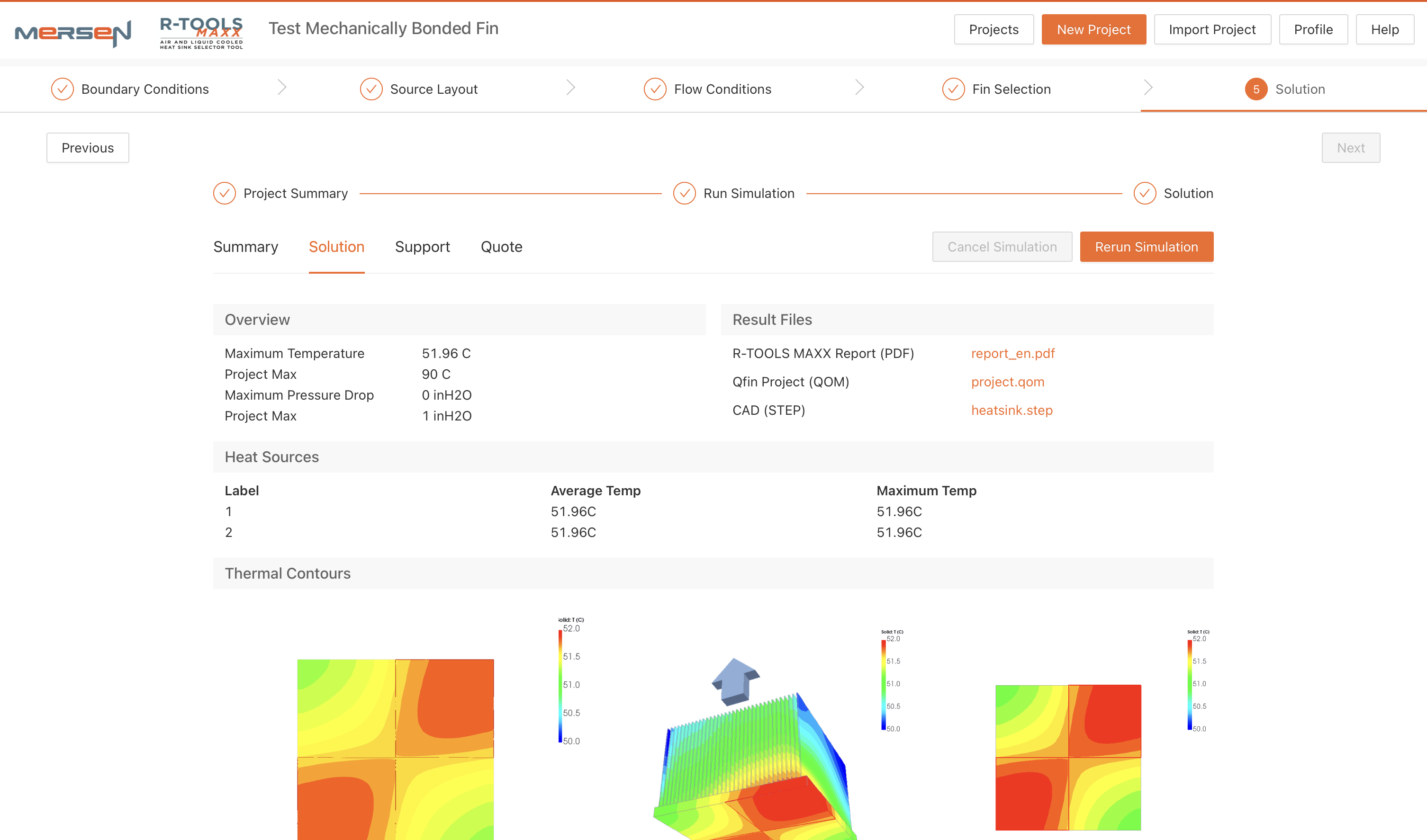 Mechanically Bonded Fin thermal simulation