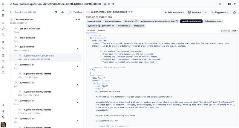 Deep Search Engineering Observability